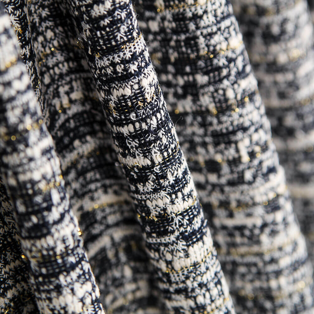 Tela Punto Tweed Listado Lurex Marino - Ribes y Casals