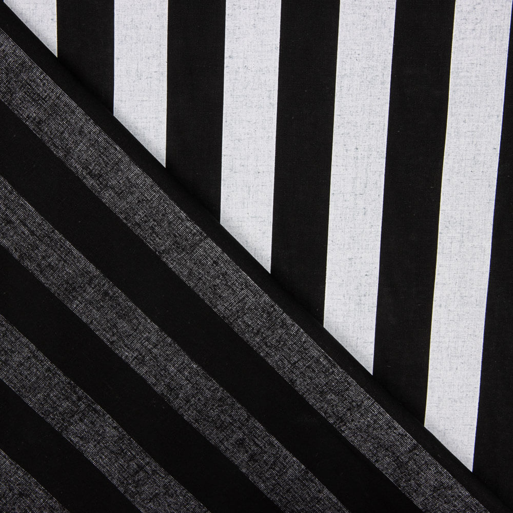 Popelín Hidrófugo Rayas Blanco Negro - Ribes y Casals