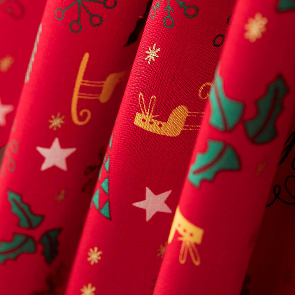 Algodón Navidad Merry Xmas Rojo - Ribes y Casals