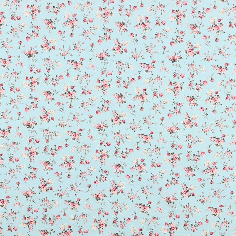 Tela Sábana Flores Verde Agua - Ribes y Casals