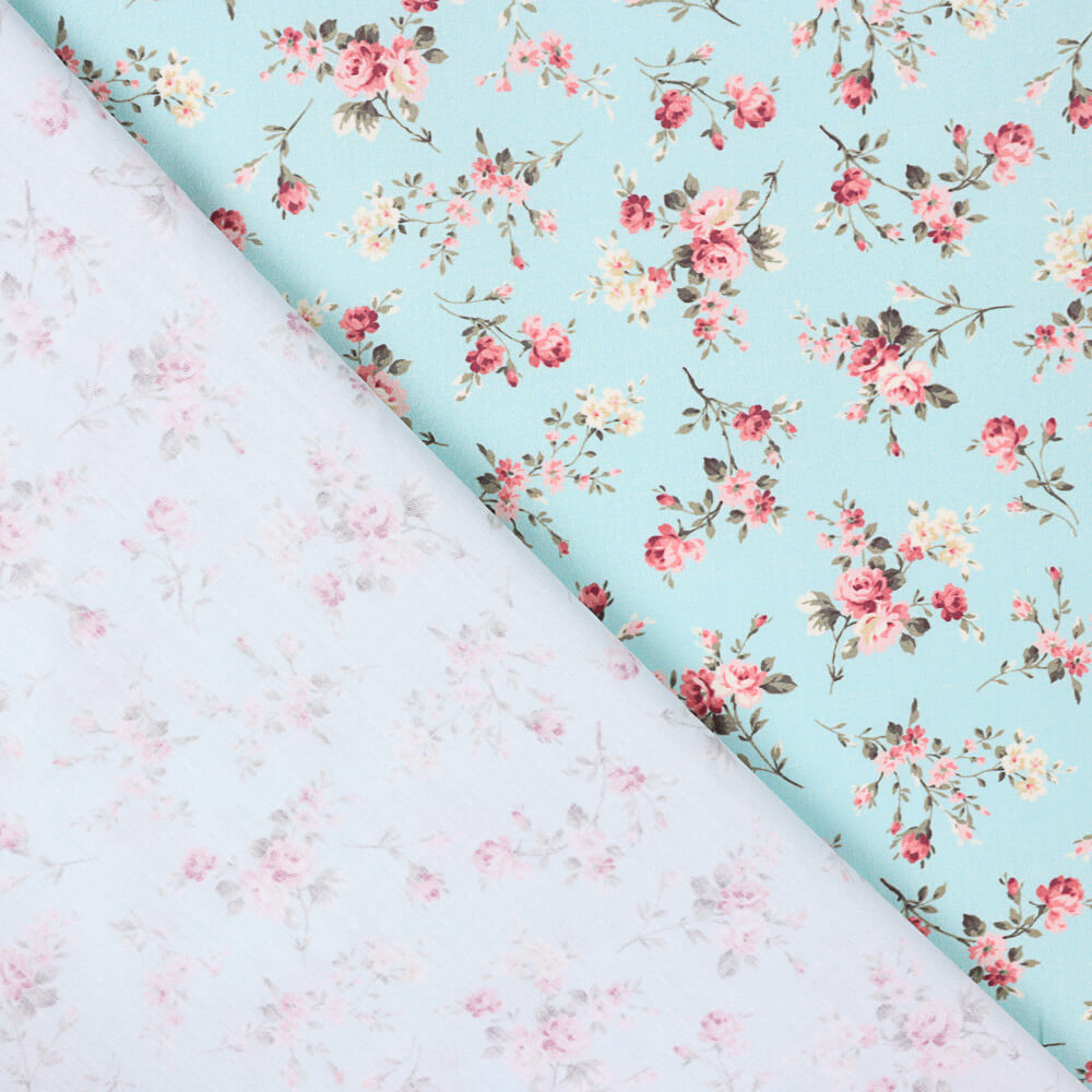 Tela Sábana Flores Verde Agua - Ribes y Casals