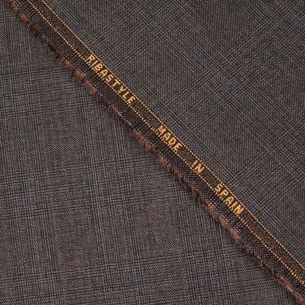 Tela Sastre Lana Cuadro Marrón - Ribes y Casals