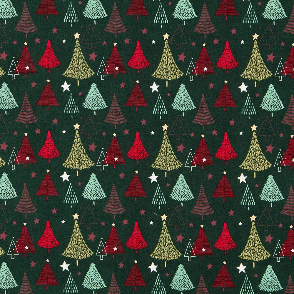 Algodón Navidad Árboles Verde - Ribes y Casals