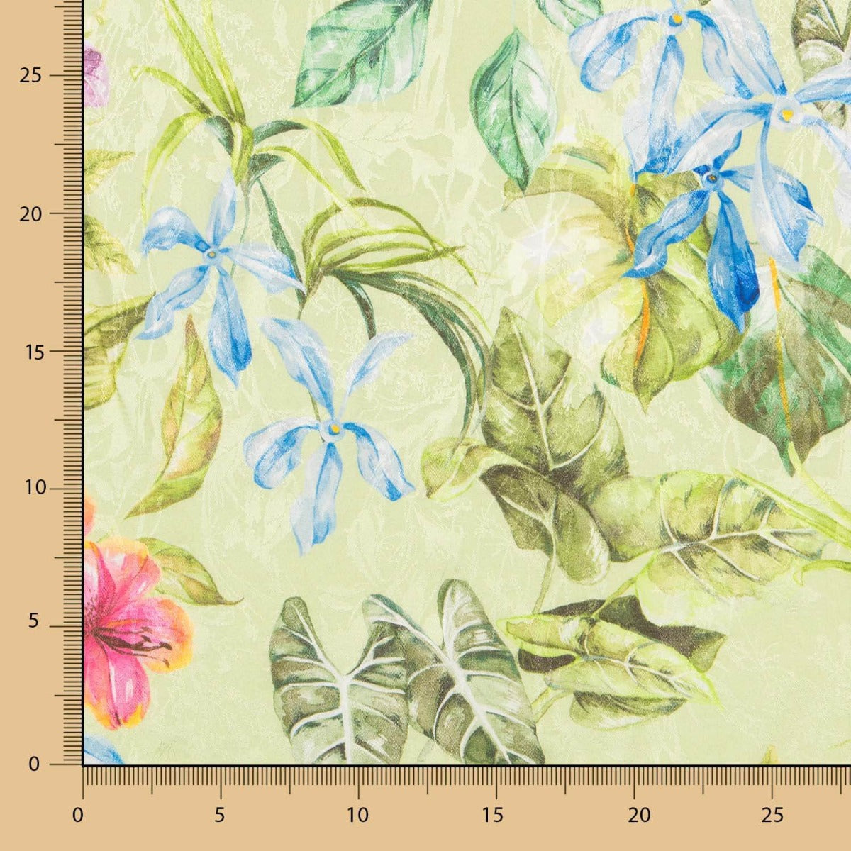 Jacquard Poliéster Flores Pistacho - Ribes y Casals