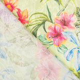 Jacquard Poliéster Flores Pistacho - Ribes y Casals