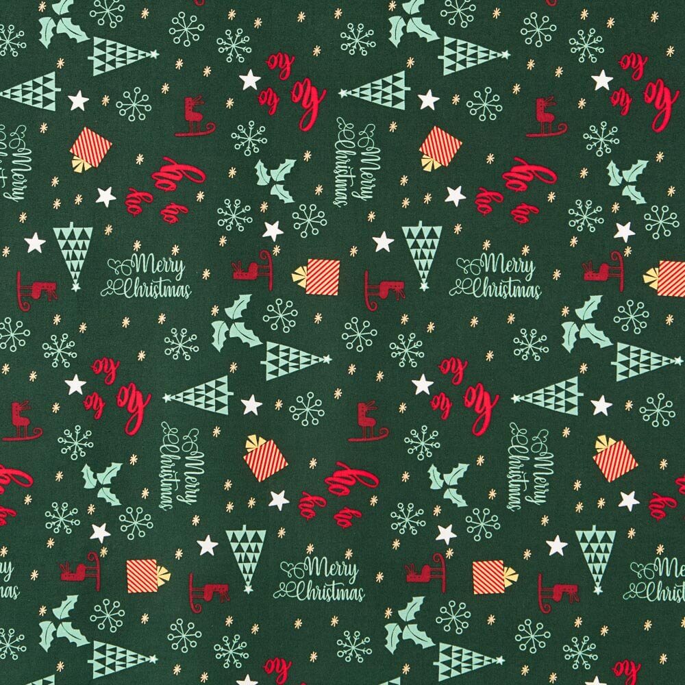 Algodón Navidad Merry Xmas Verde - Ribes y Casals