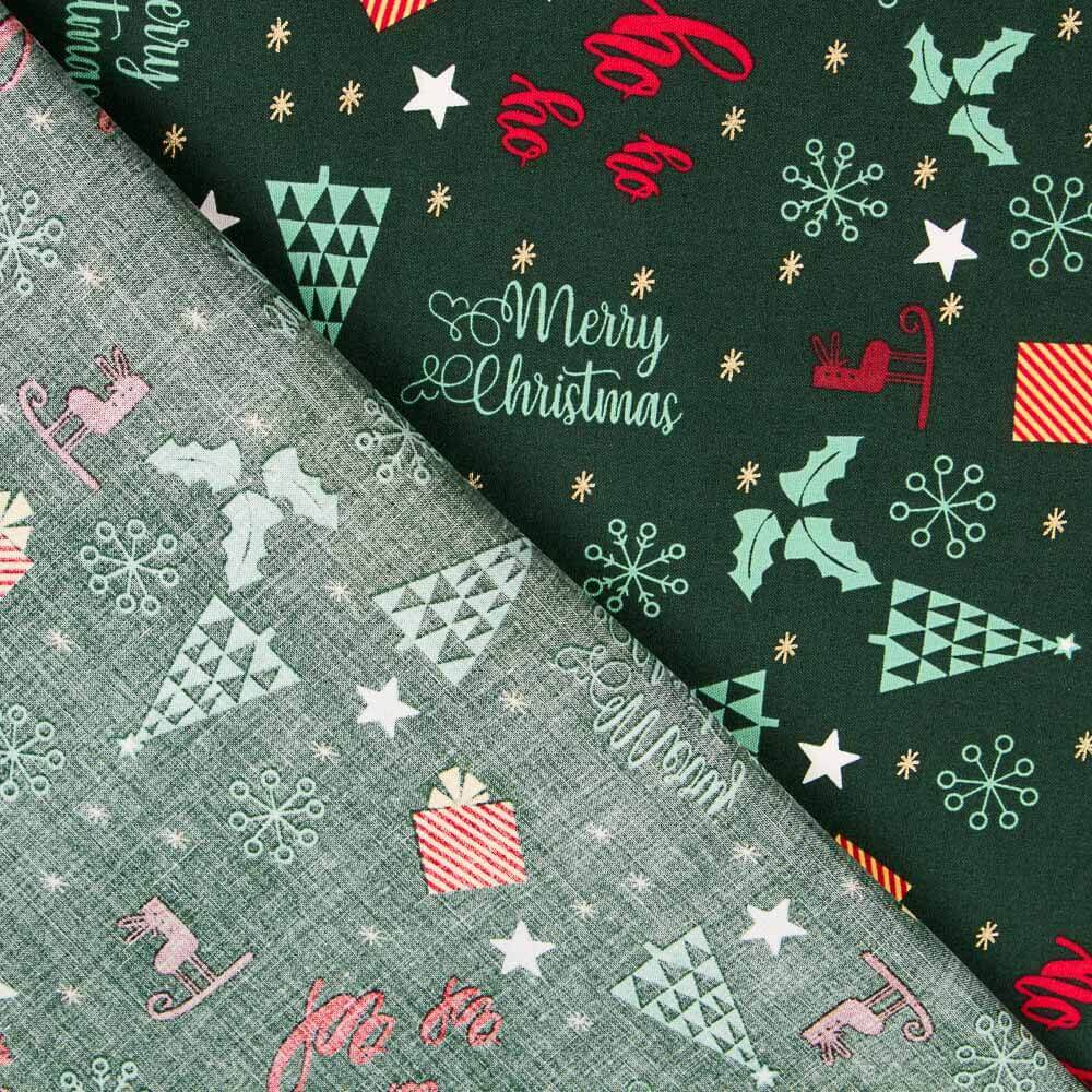 Algodón Navidad Merry Xmas Verde - Ribes y Casals