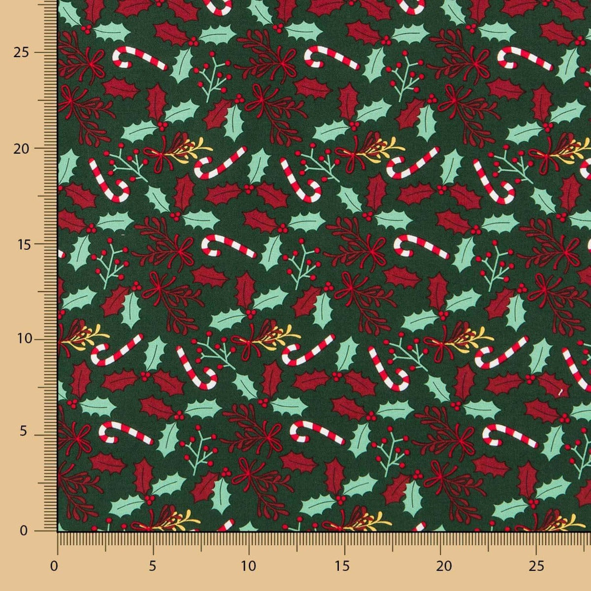 Algodón Navidad Bastón Caramelo Verde - Ribes y Casals