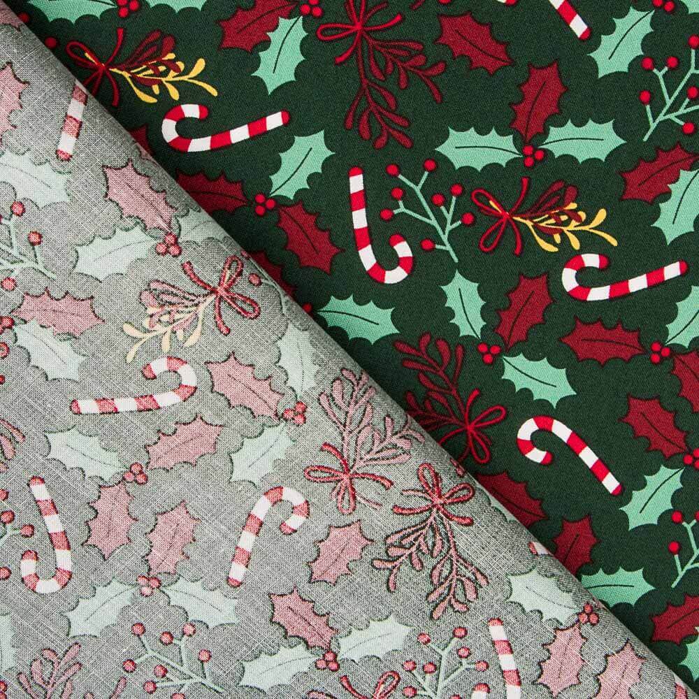 Algodón Navidad Bastón Caramelo Verde - Ribes y Casals