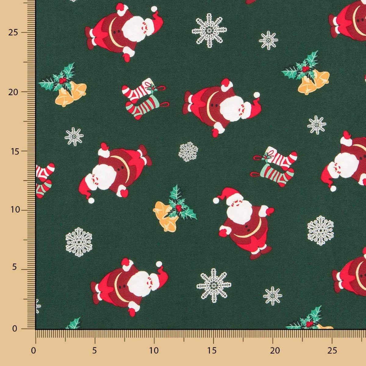 Algodón Navidad Santa Claus Verde - Ribes y Casals