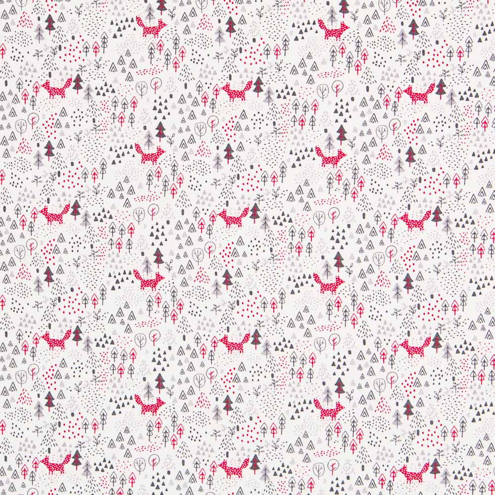 Viyela Estampada Lobos Roja - Ribes y Casals