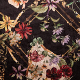 Terciopelo Elástico Floral Negro - Ribes y Casals