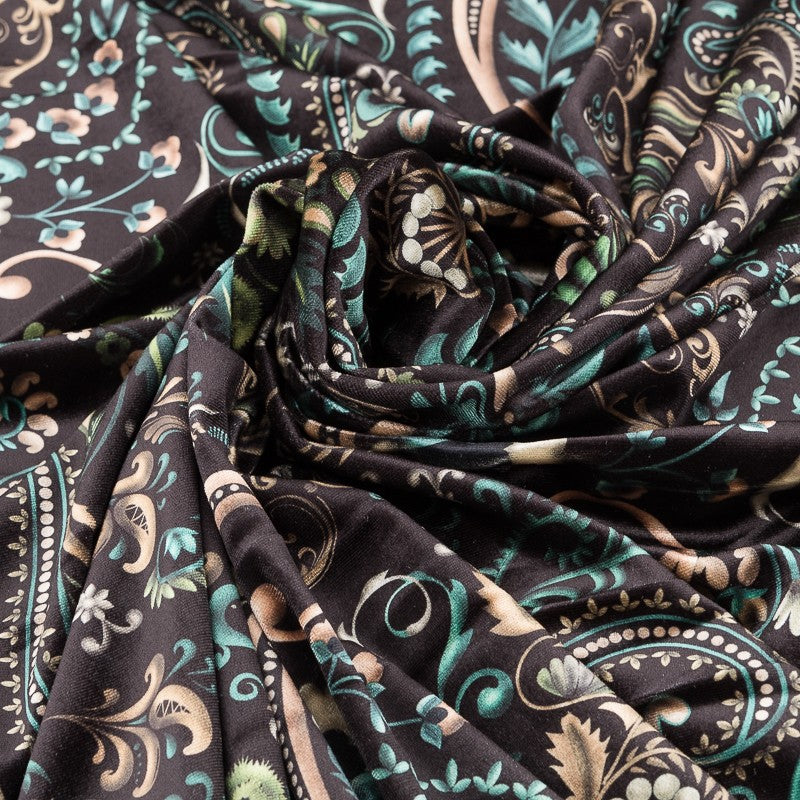 Terciopelo Estampado Barroco Negro - Ribes y Casals