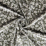 Terciopelo Lycra Floral Kaki - Ribes y Casals