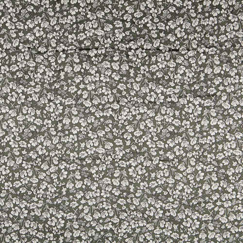 Terciopelo Lycra Floral Kaki - Ribes y Casals