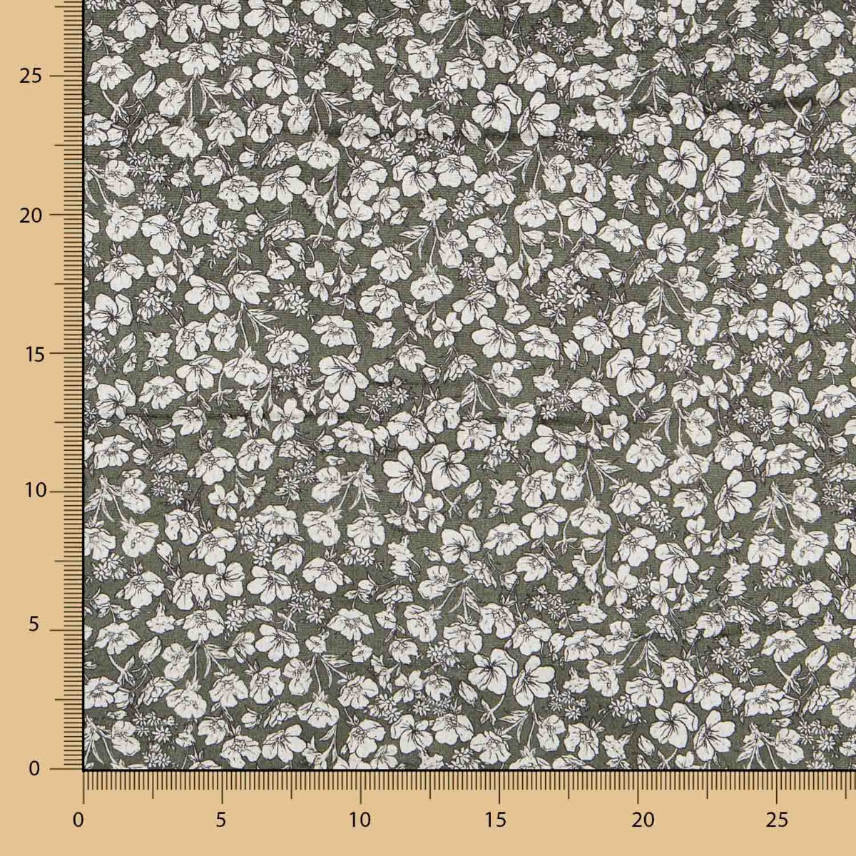 Terciopelo Lycra Floral Kaki - Ribes y Casals