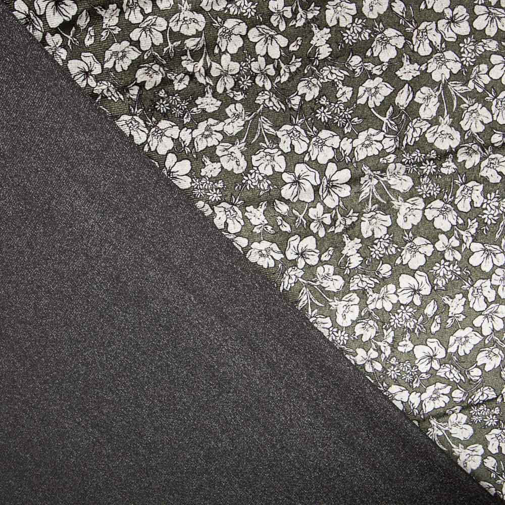 Terciopelo Lycra Floral Kaki - Ribes y Casals