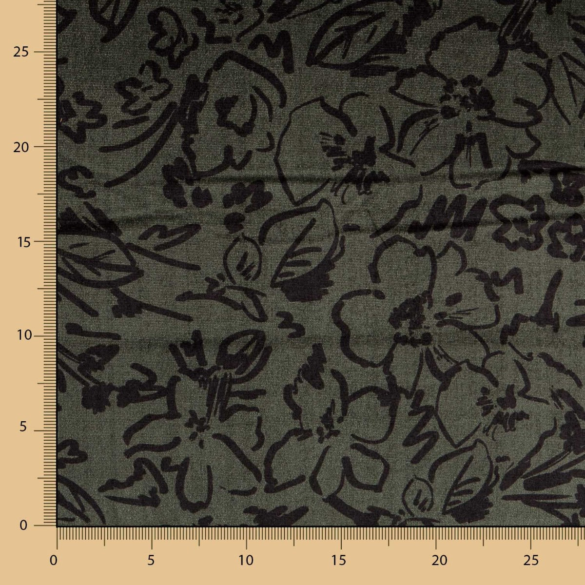 Terciopelo Lycra Maxi Flor Kaki - Ribes y Casals