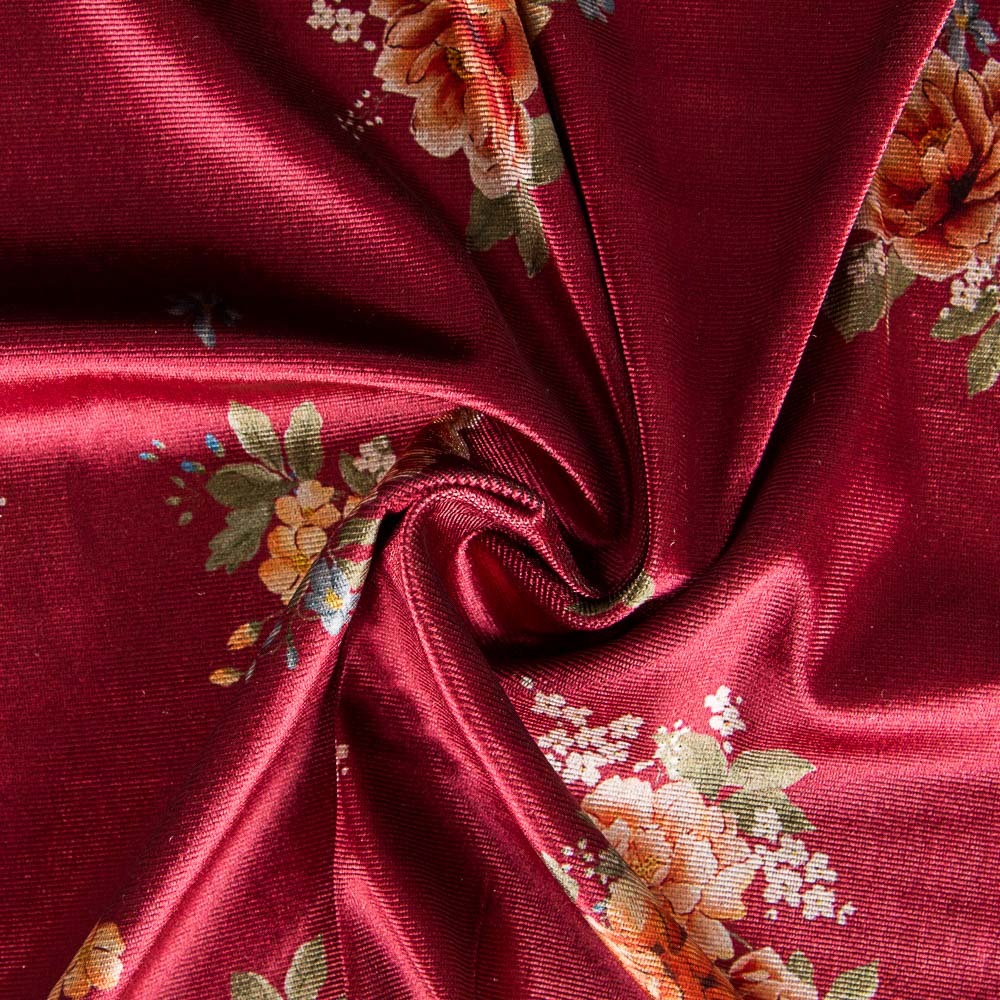 Terciopelo Moda Flores Granate - Ribes y Casals