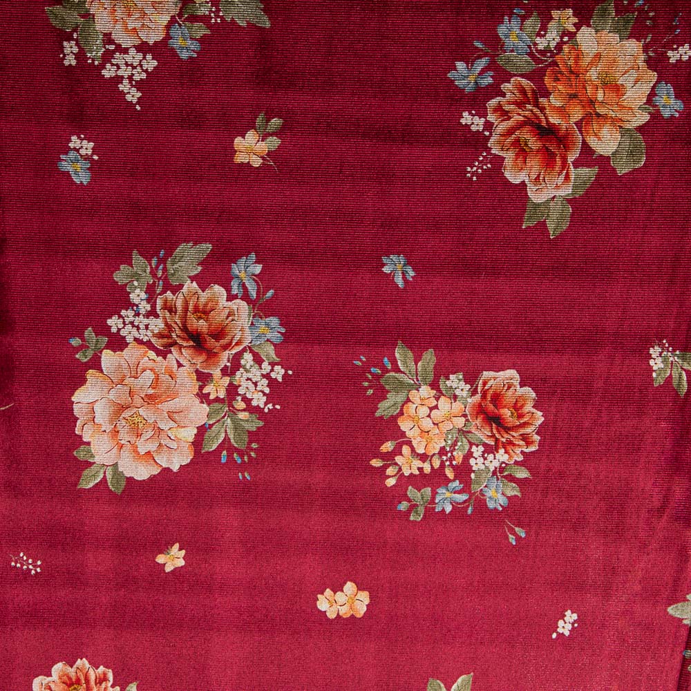 Terciopelo Moda Flores Granate - Ribes y Casals