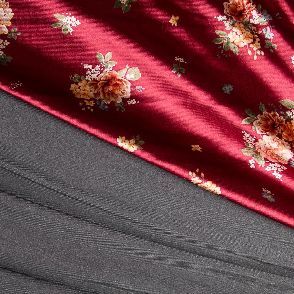 Terciopelo Moda Flores Granate - Ribes y Casals