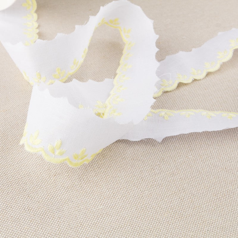 Tira de Batista Blanco Amarillo 3.5cm - Ribes y Casals