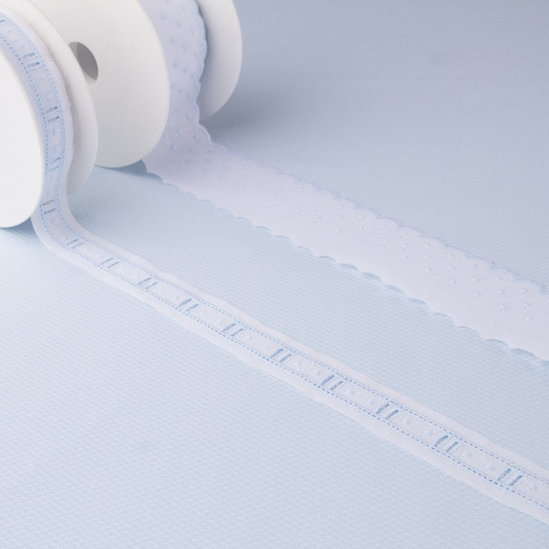 Tira de Batista Blanco y Azul 2,5cm - Ribes y Casals