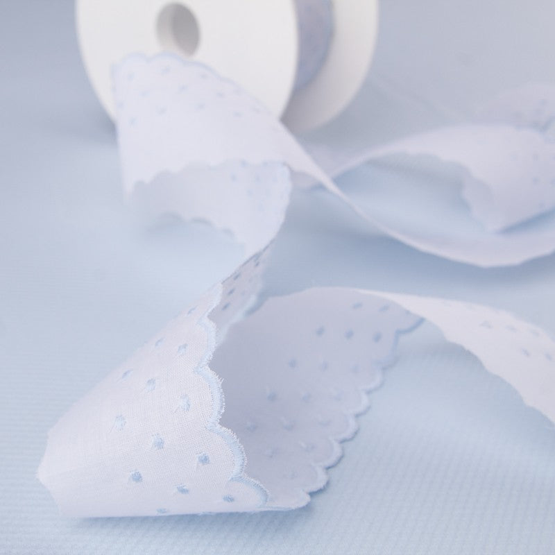 Tira de Batista Blanco y Azul 3cm - Ribes y Casals