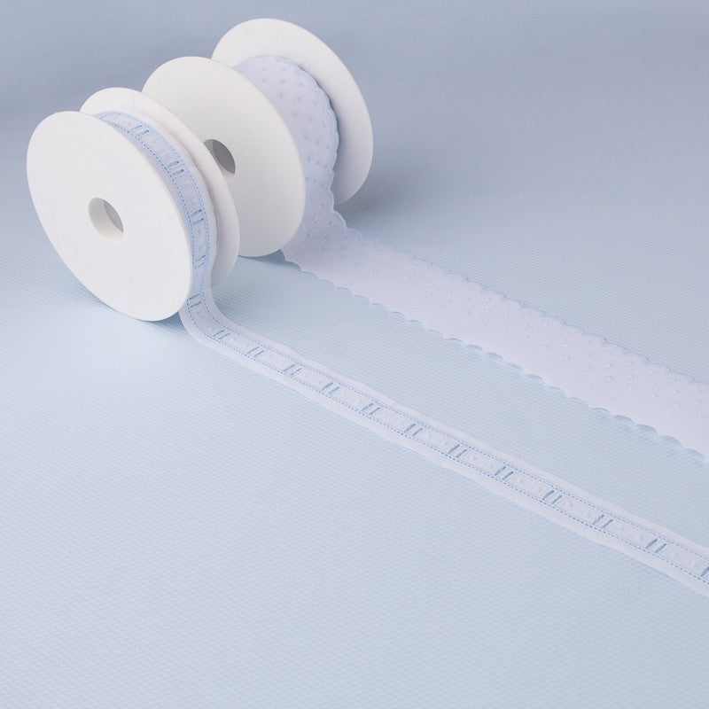 Tira de Batista Blanco y Azul 3cm - Ribes y Casals