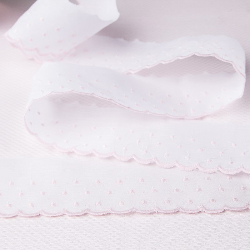 Tira de Batista Blanco y Rosa 5cm - Ribes y Casals