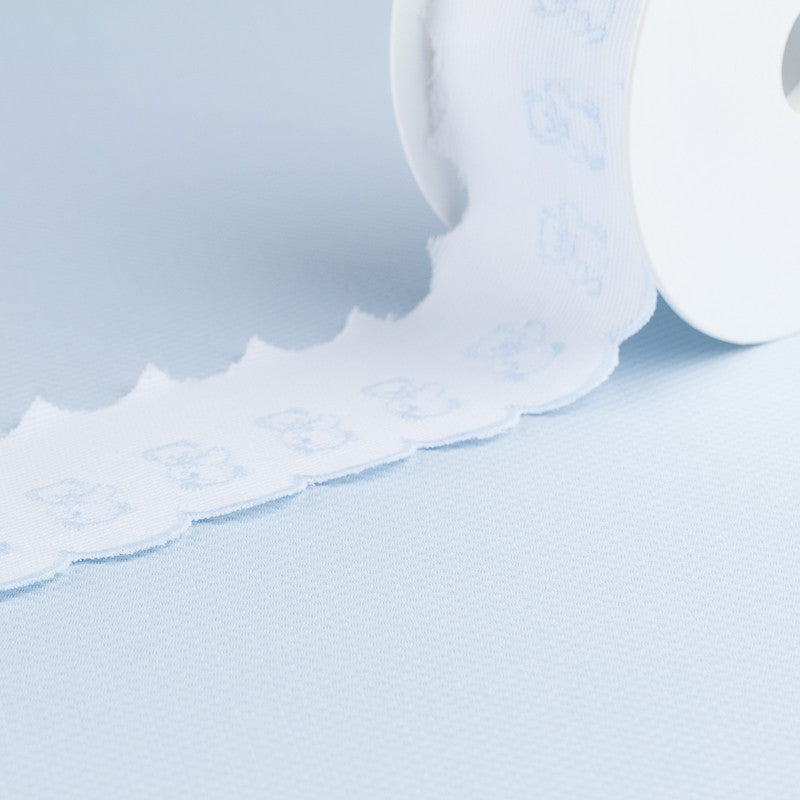 Tira de Piqué Blanco Azul 6,5cm - Ribes y Casals