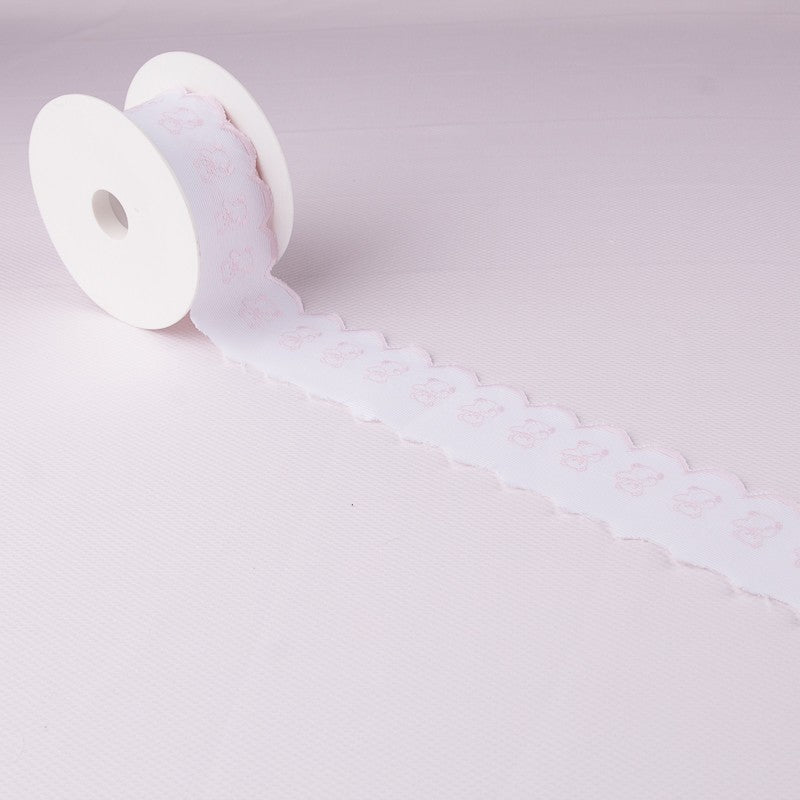 Tira de Piqué Blanco Rosa 6,5cm - Ribes y Casals