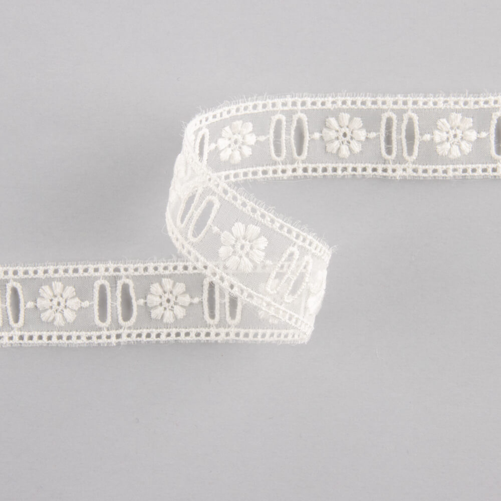 Tira de Gasa Bordada beige 2cm BO,183 - Ribes y Casals