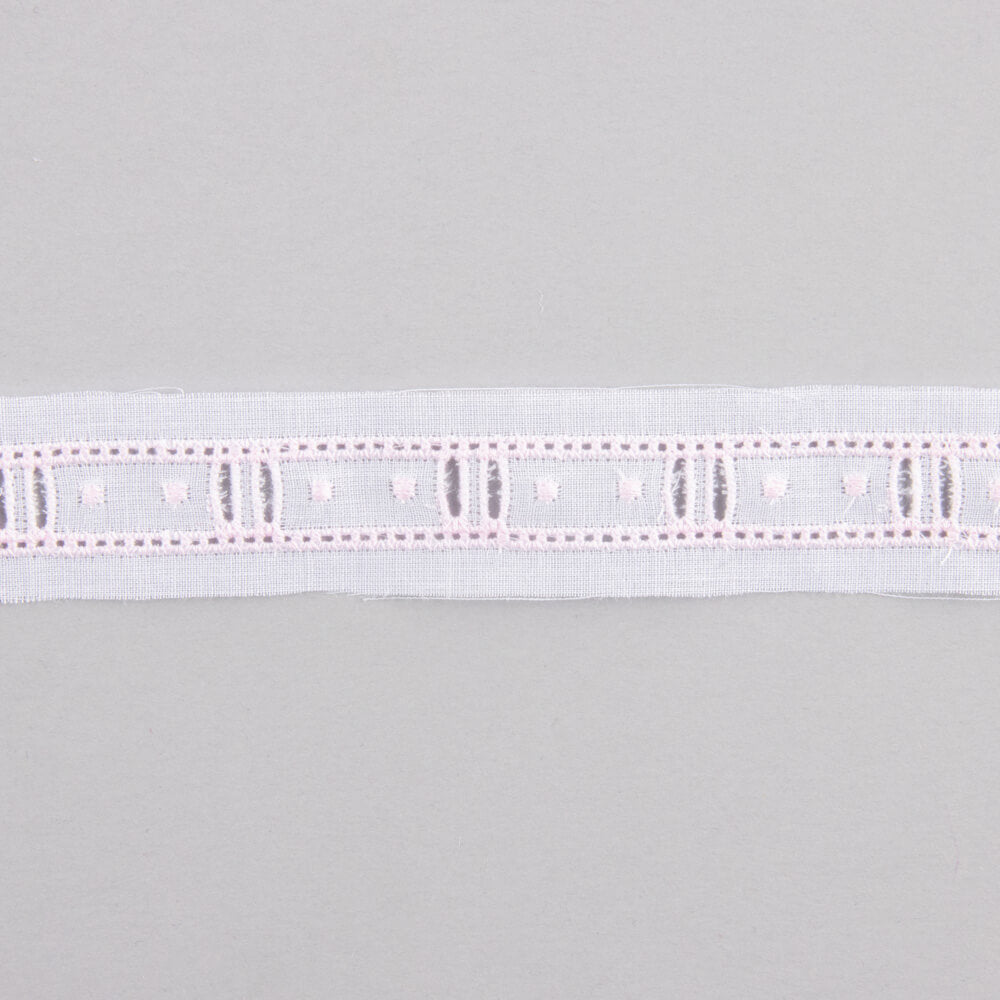 Tira de Batista Blanco y Rosa 2.5cm - Ribes y Casals