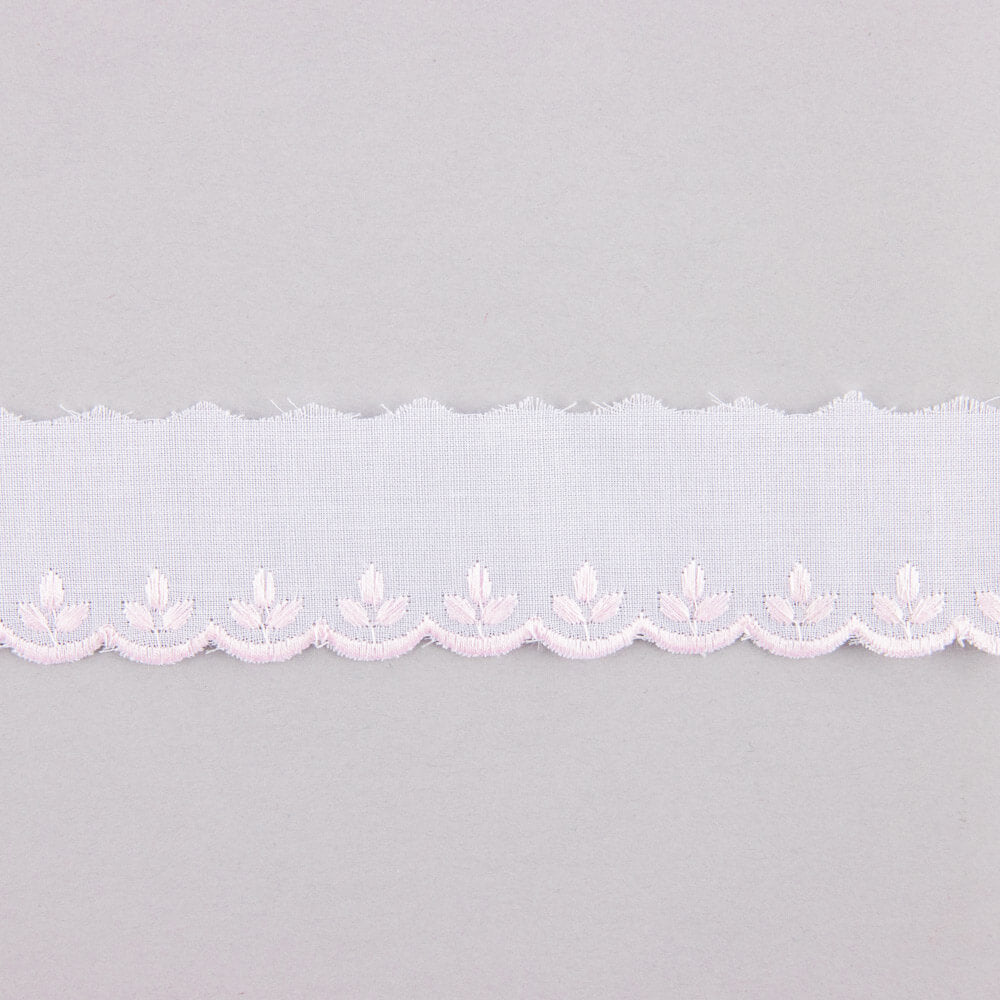 Tira de Batista Blanco Rosa 3.5cm - Ribes y Casals