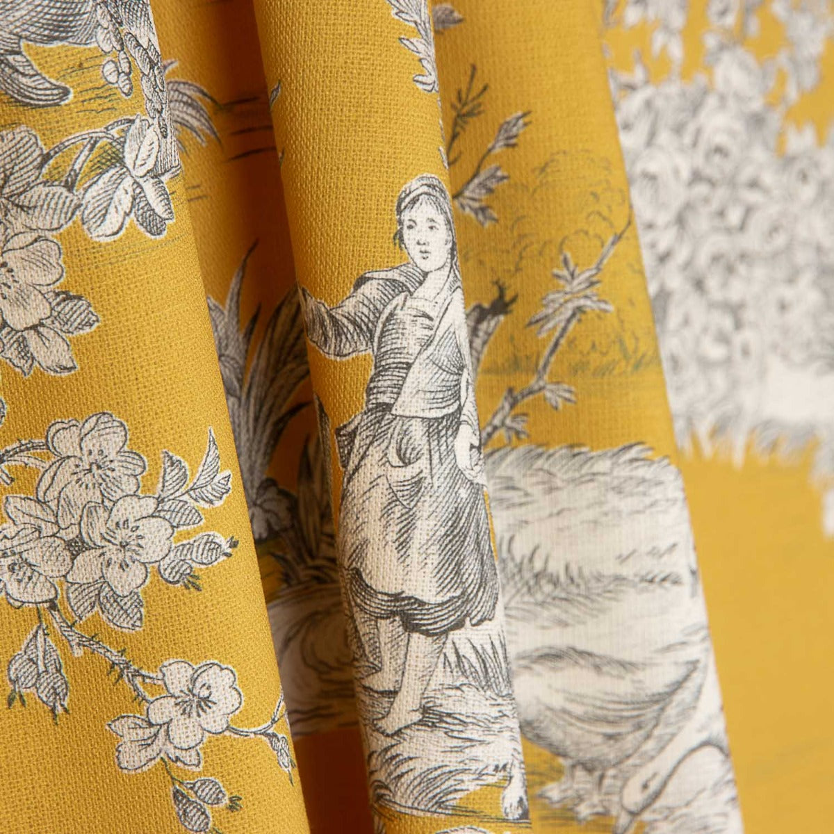 Loneta Toile De Jouy Fondo Amarillo - Ribes y Casals