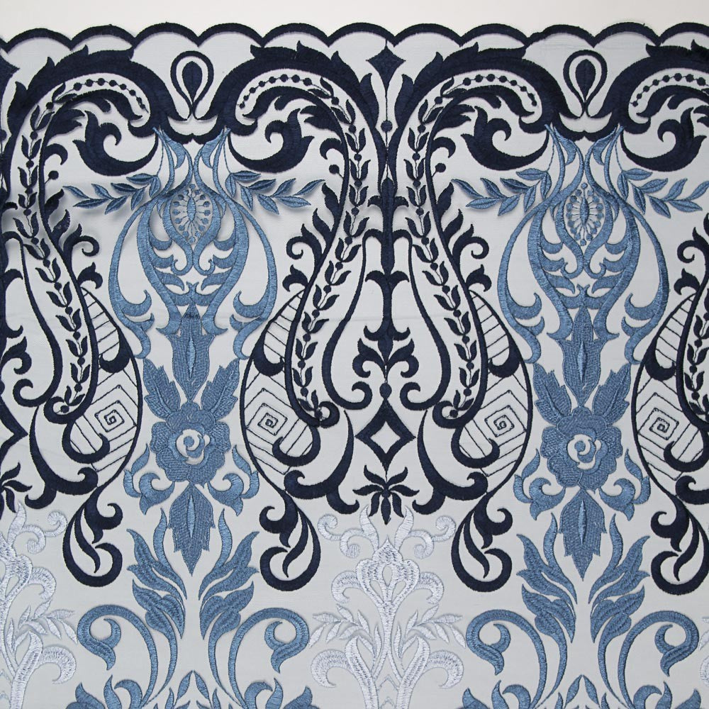 Tul Bordado Degradé Azul Noche - Ribes y Casals