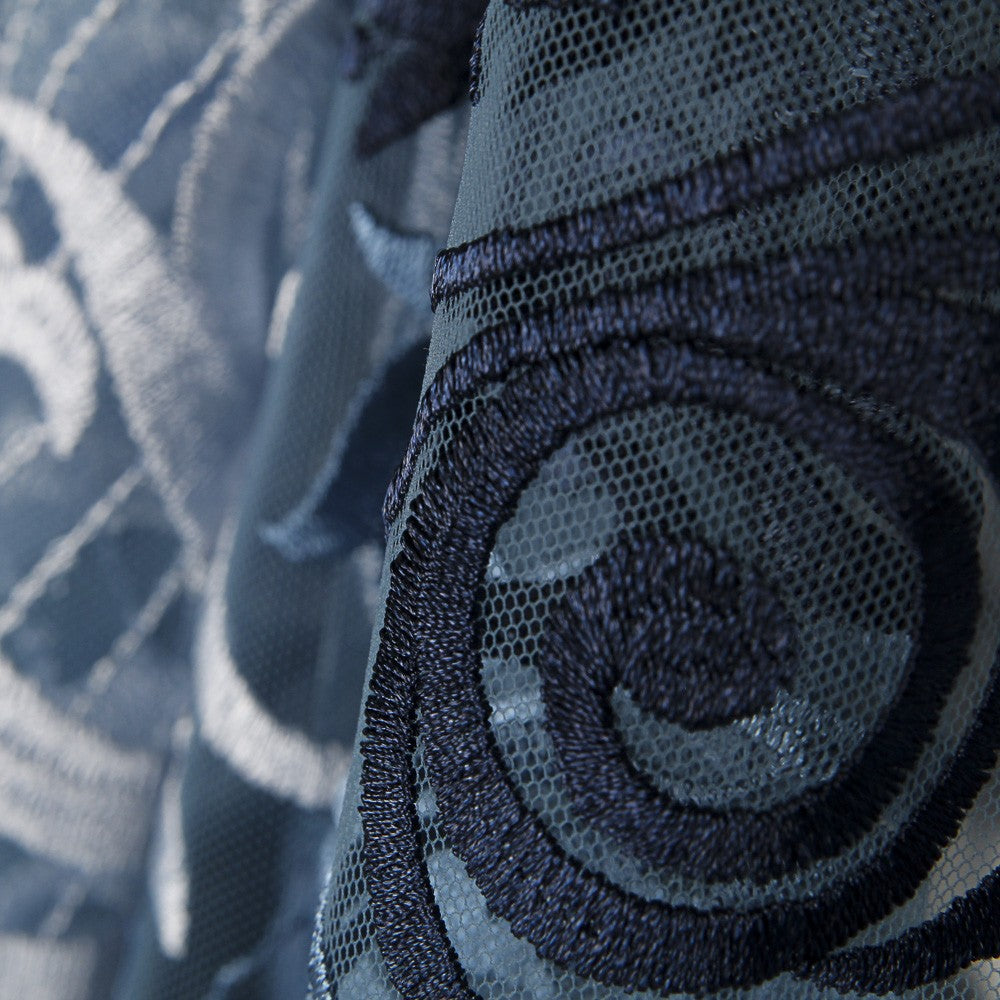 Tul Bordado Degradé Azul Noche - Ribes y Casals