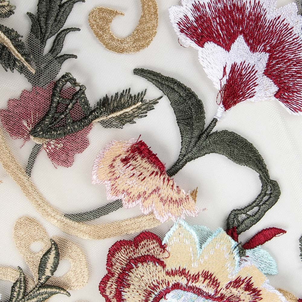 Tul Bordado Floral Nude - Ribes y Casals