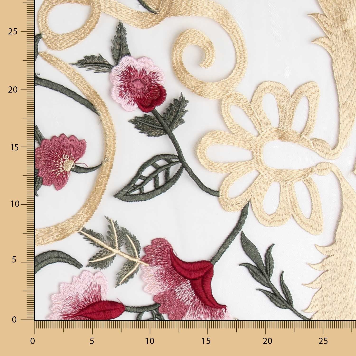 Tul Bordado Floral Nude - Ribes y Casals