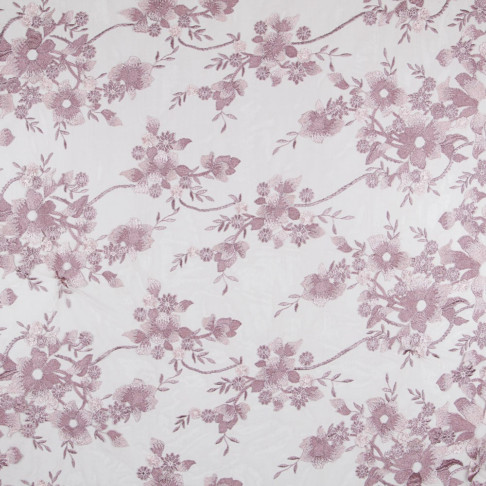 Tul Bordado Flores Malva - Ribes y Casals