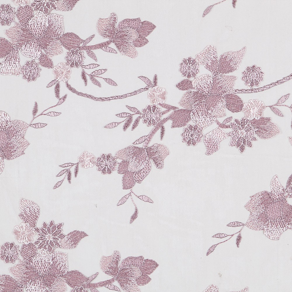Tul Bordado Flores Malva - Ribes y Casals