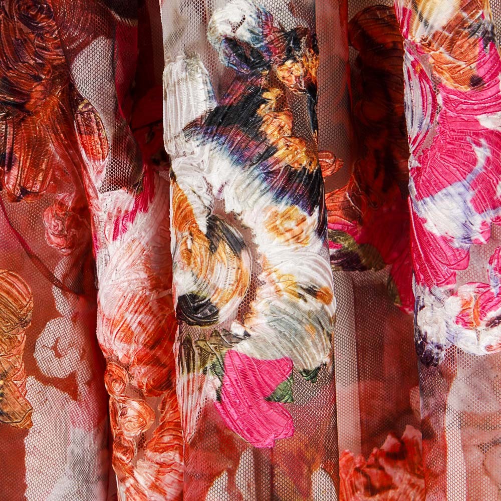 Tul Bordado Flores Multicolor - Ribes y Casals