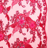 Tul Bordado Fantasía Flor Fresa - Ribes y Casals