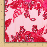 Tul Bordado Fantasía Flor Fresa - Ribes y Casals