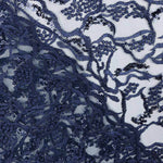 Tul Bordado Flor Azul Marino - Ribes y Casals