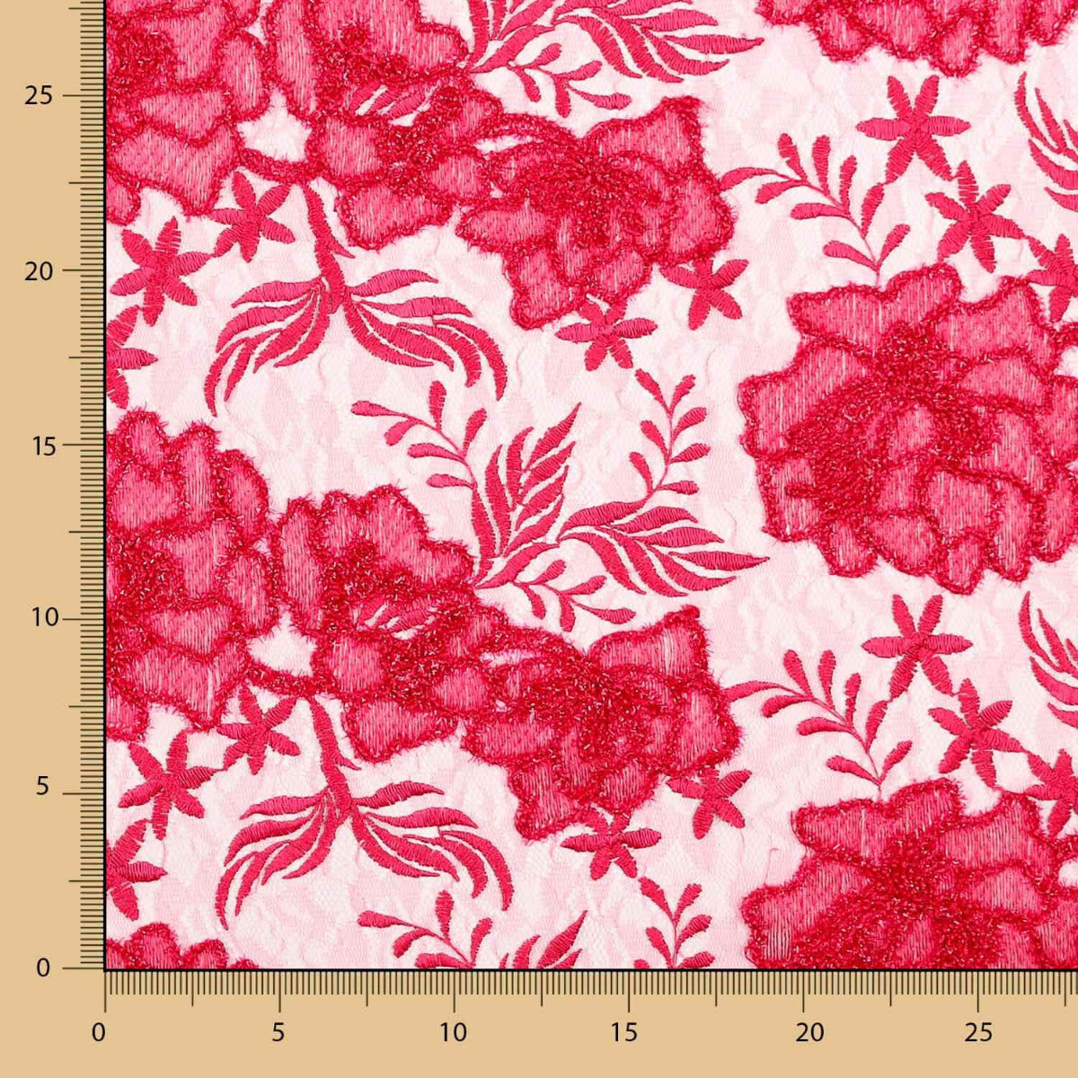 Tul Bordado Flor Fucsia - Ribes y Casals