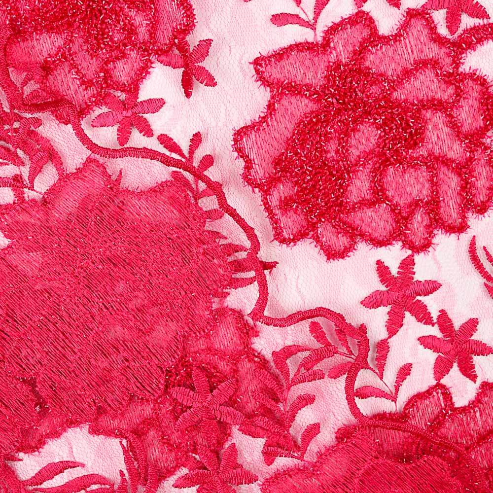 Tul Bordado Flor Fucsia - Ribes y Casals