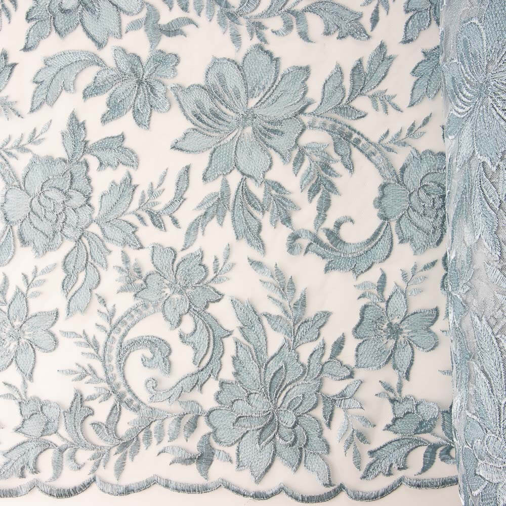 Tul Bordado Flor Porcelana - Ribes y Casals