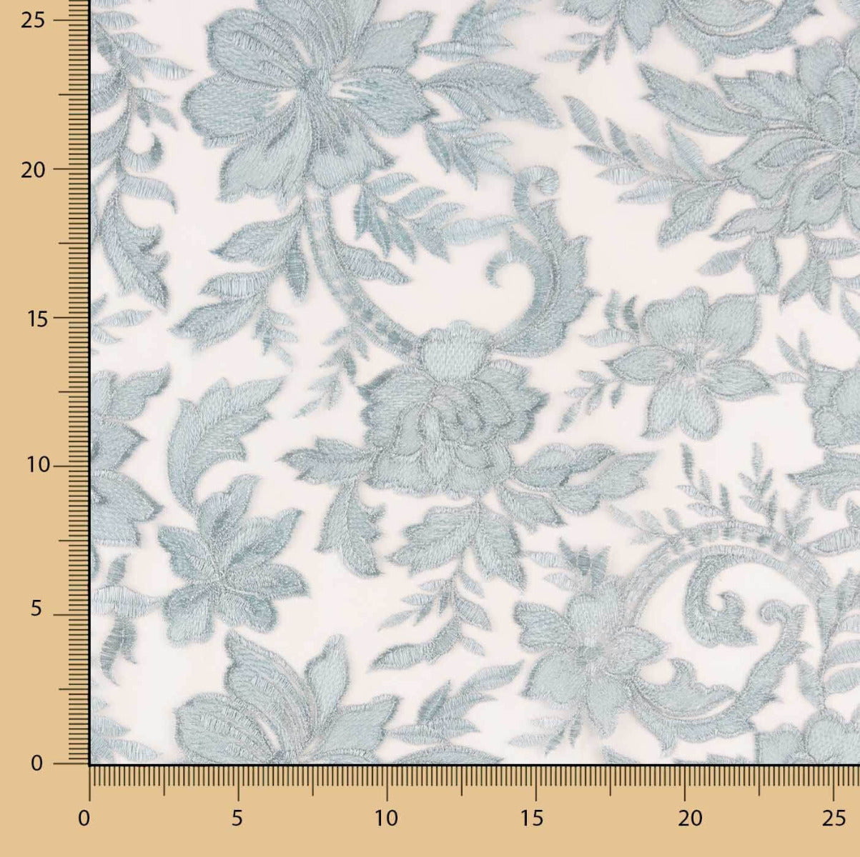 Tul Bordado Flor Porcelana - Ribes y Casals